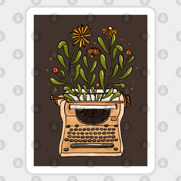 Typewriter Bloom Magnet by Tania Tania